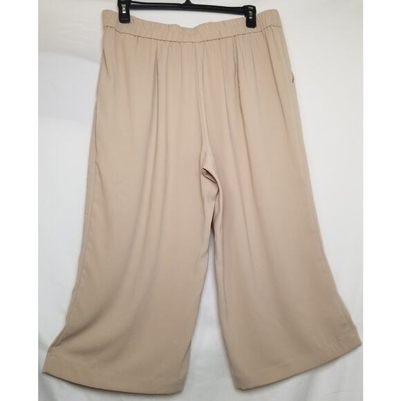 C Est 1946 Women's Beige Belted High Rise Wide Leg Crop Pants Size XL - Picture 3 of 8